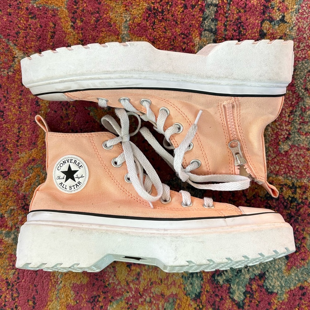 Converse | Women’s Peach All Star Lift Platform Side Zip Hi-Top Sneakers Sz 5.5 - Picture 6 of 16